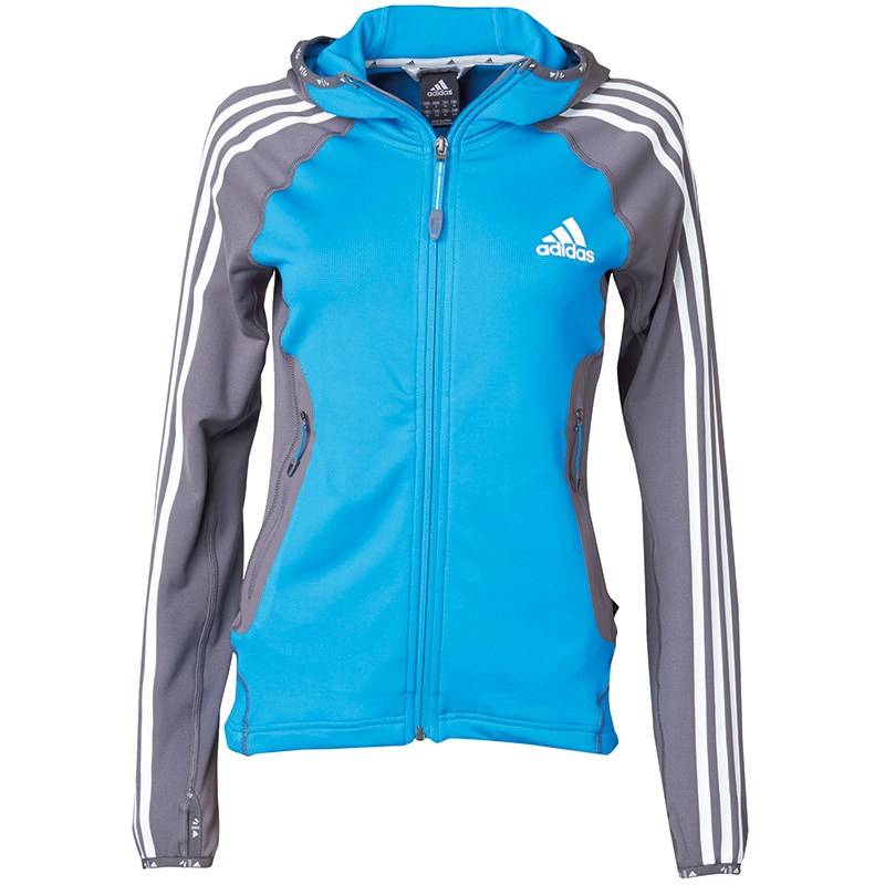 adidas Womens Tecnopile Thermal Fill Zip Fleece Jacket Blue/Grey