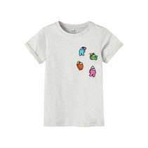 Among Us Junior Girls Name It Nkfmetha T-Shirt Light Grey Melange
