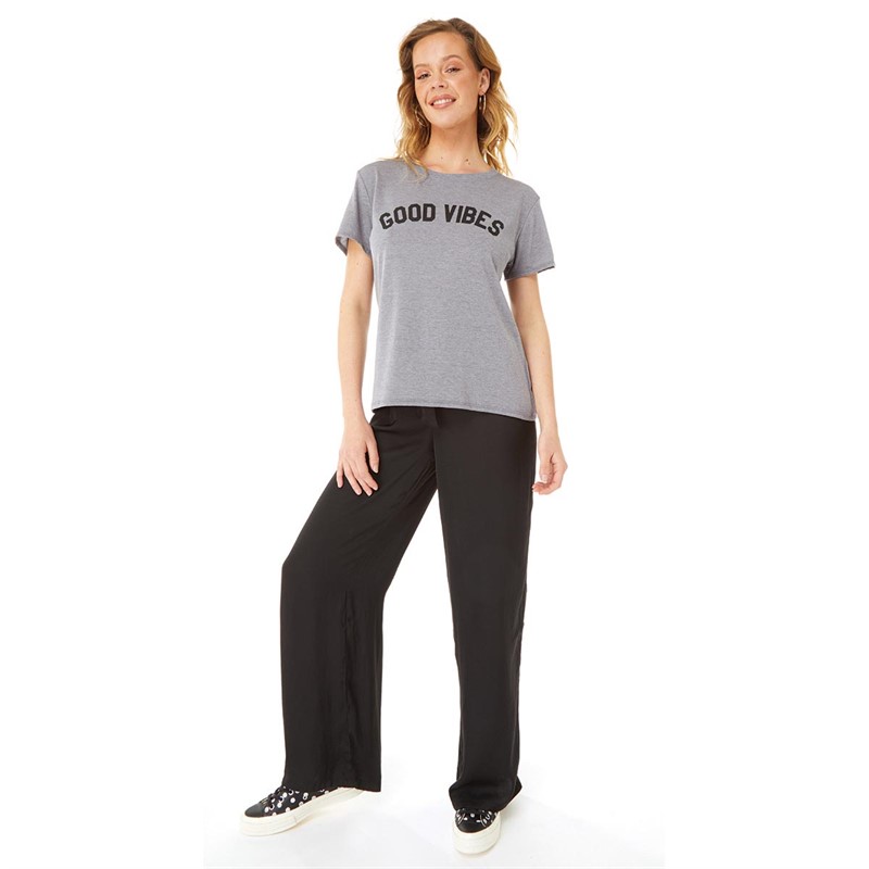 SUB_URBAN RIOT Womens Good Vibes Loose T-Shirt Grey Heather