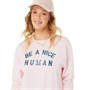 SUB_URBAN RIOT Womens Be A Nice Human Crew Sweatshirt Pale Pink