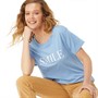 SUB_URBAN RIOT Womens Smile Loose T-Shirt Sky Blue
