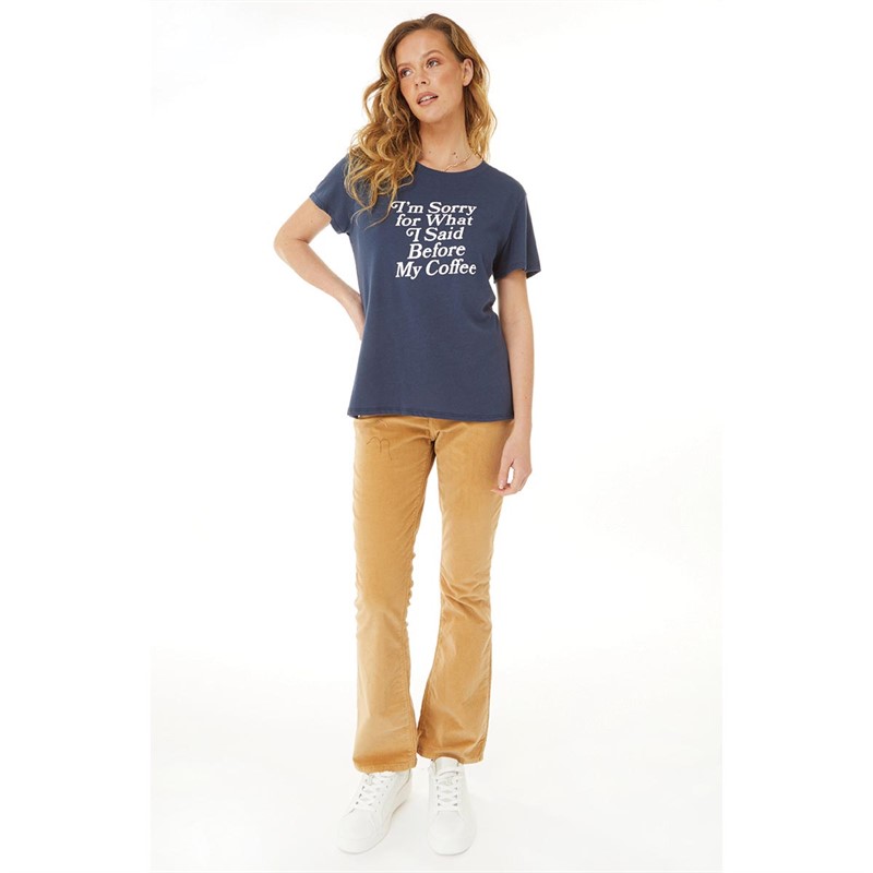 SUB_URBAN RIOT Womens Sorry Coffee Loose T-Shirt Navy