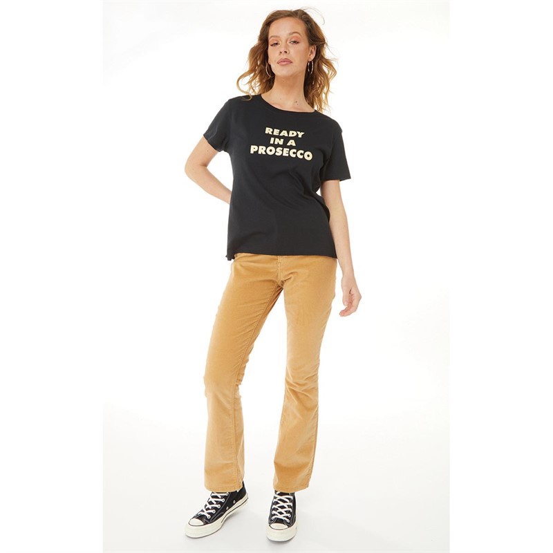 SUB_URBAN RIOT Womens Ready In A Prosecco Loose T-Shirt Black