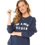 SUB_URBAN RIOT Womens Be A Nice Human Willow Crew Sweatshirt Navy