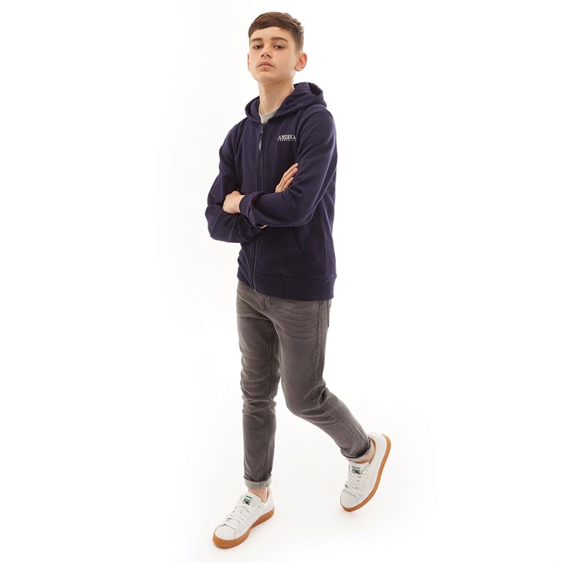 Perry Ellis Boys America Zip Thru Hoodie Navy