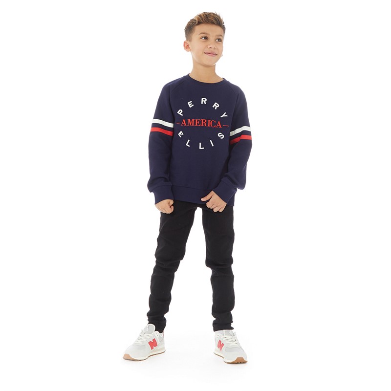 Perry Ellis Boys Printed Sweatshirt Navy