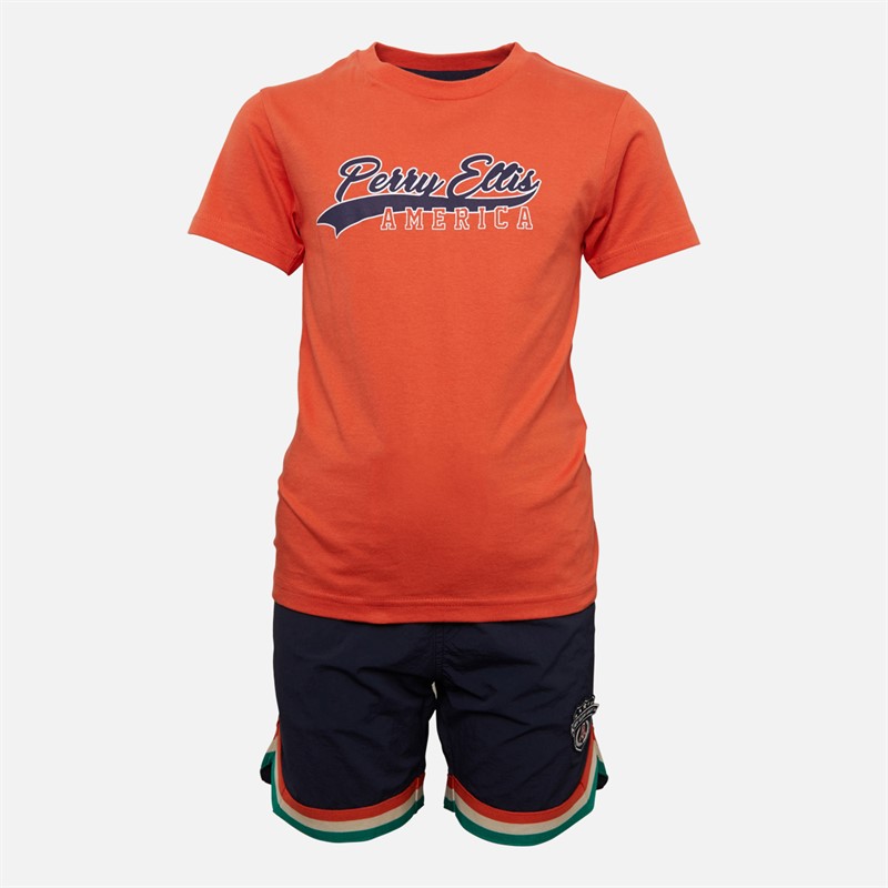 Perry Ellis Boys T-Shirt And Shorts Set Kol/Navy