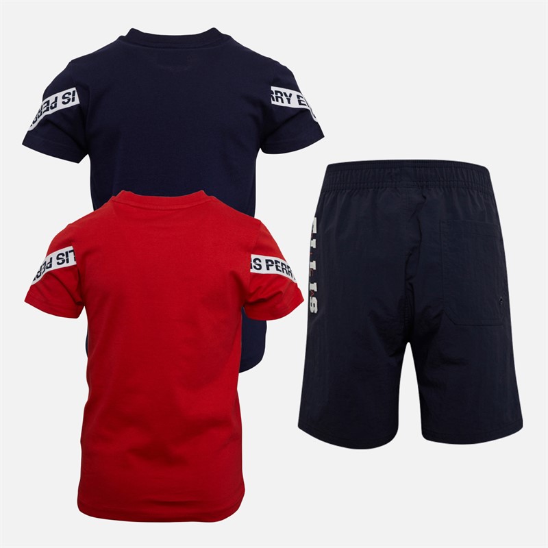 Perry Ellis Boys Two Pack T-Shirt And Shorts Set Goji Berry/Naval Academy/Navy