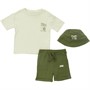 Fudo Boys T-Shirt Shorts And Bucket Hat Set Khaki