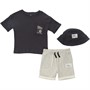 Fudo Boys T-Shirt Shorts And Bucket Hat Set Black