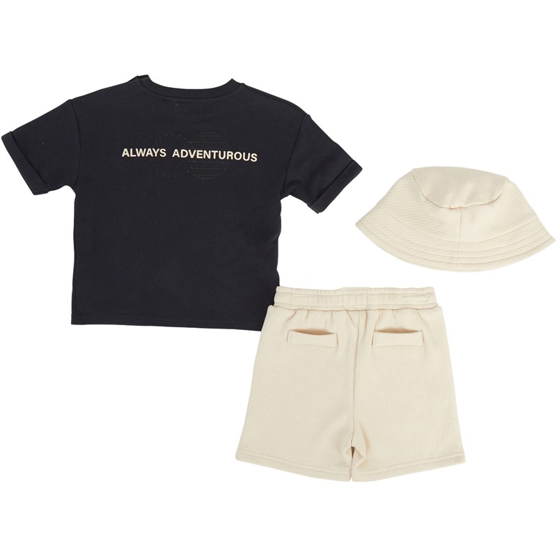 Fudo Boys T-Shirt Shorts And Bucket Hat Set Black