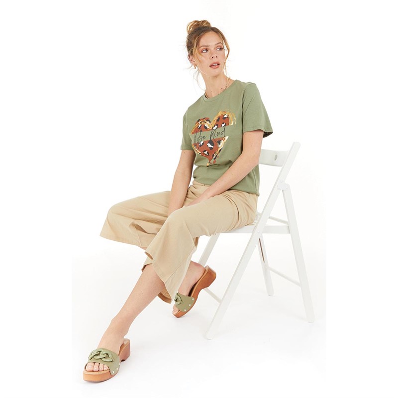 Amara Womens Love T-Shirt Khaki Pantone