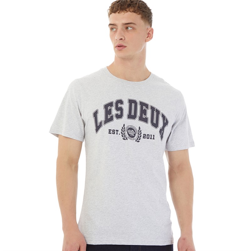 Les Deux Herren T-Shirt University 230460 - Schnee Melange/Dunkelblau