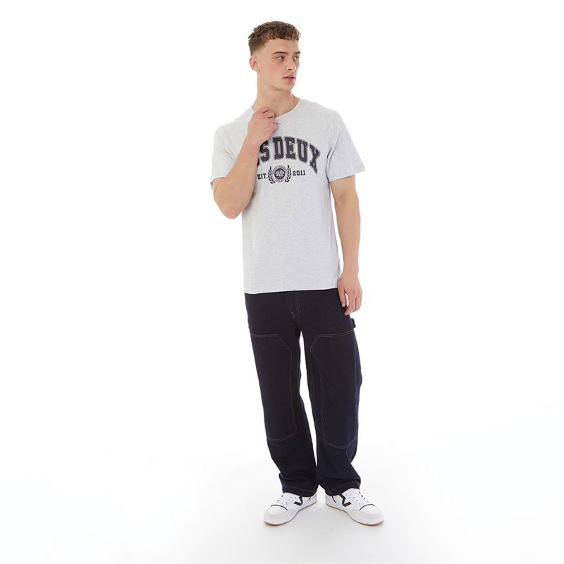 Les Deux Herren T-Shirt University 230460 - Schnee Melange/Dunkelblau