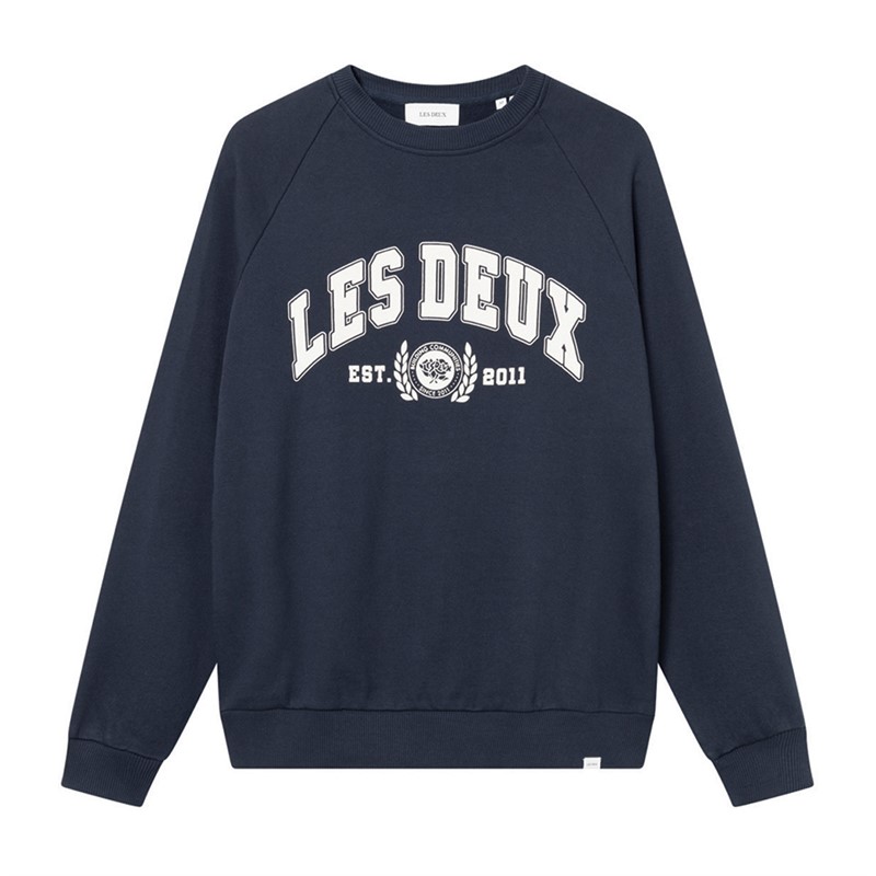 Les Deux Herren Sweatshirt Universität 460218 - Dunkelblau / Hell Elfenbein