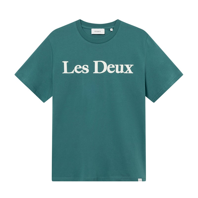 Les Deux Herre Charles T-shirt Stillehavet/Hvid