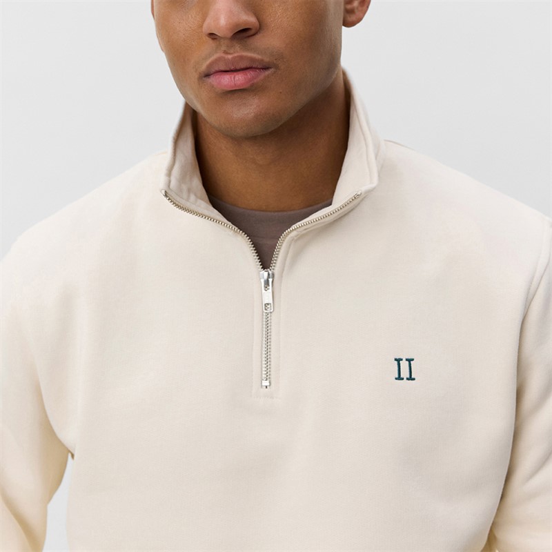 Les Deux Sweatshirt à quart de zip contrasté Core Homme Ivory