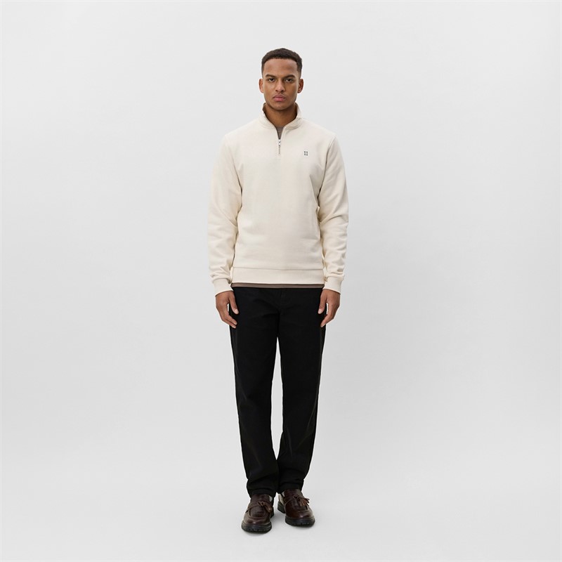 Les Deux Sweatshirt à quart de zip contrasté Core Homme Ivory