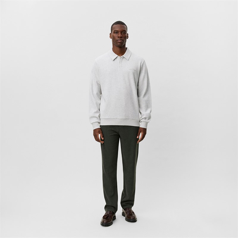 Les Deux Herre Polo Pique Sweatshirt Snow Melange