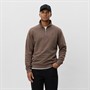 Les Deux Herre Kern Kontrast Quarter Zip Sweatshirt Mountain Grey Brown