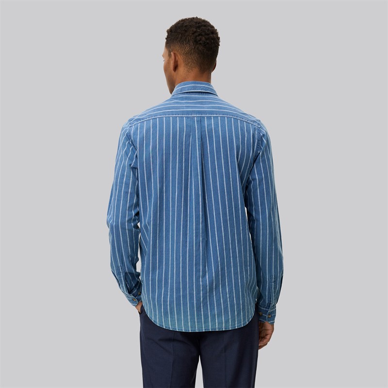 Les Deux Herre Kash Indigo Stribet Skjorte Denim Blue