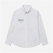Les Deux Boys Kent Print Stripe Poplin Shirt Xenon Blue