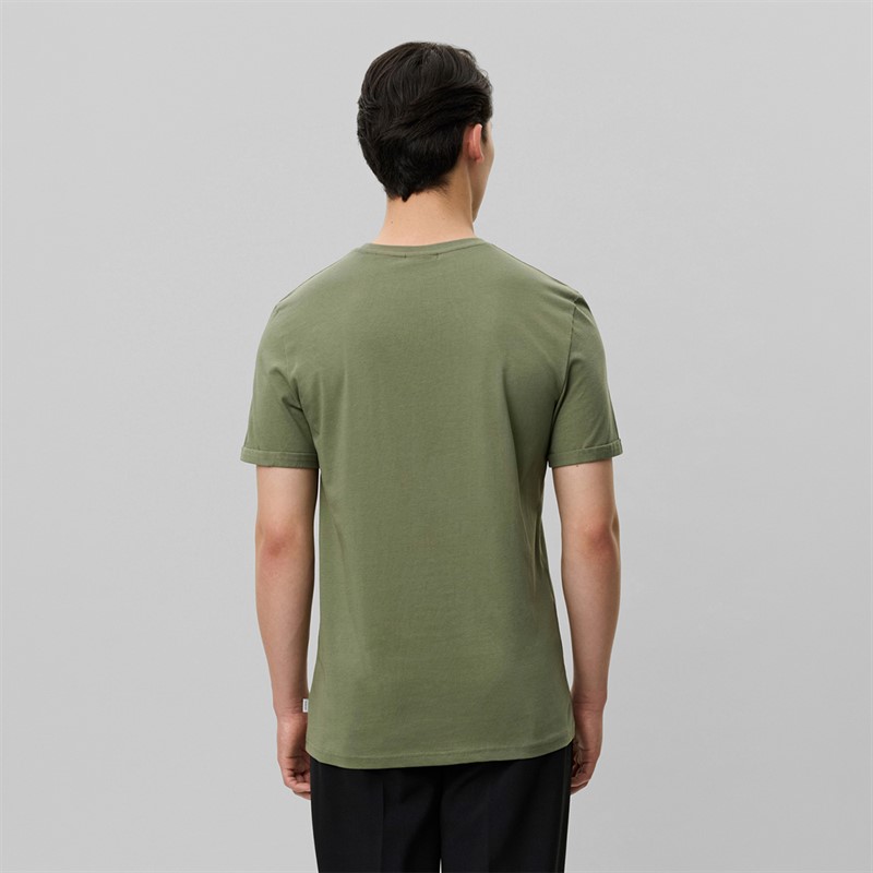 Les Deux Mens Norregaard Contrast T-Shirt Olivine Green