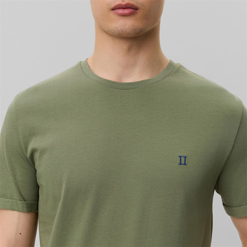 Les Deux Mens Norregaard Contrast T-Shirt Olivine Green