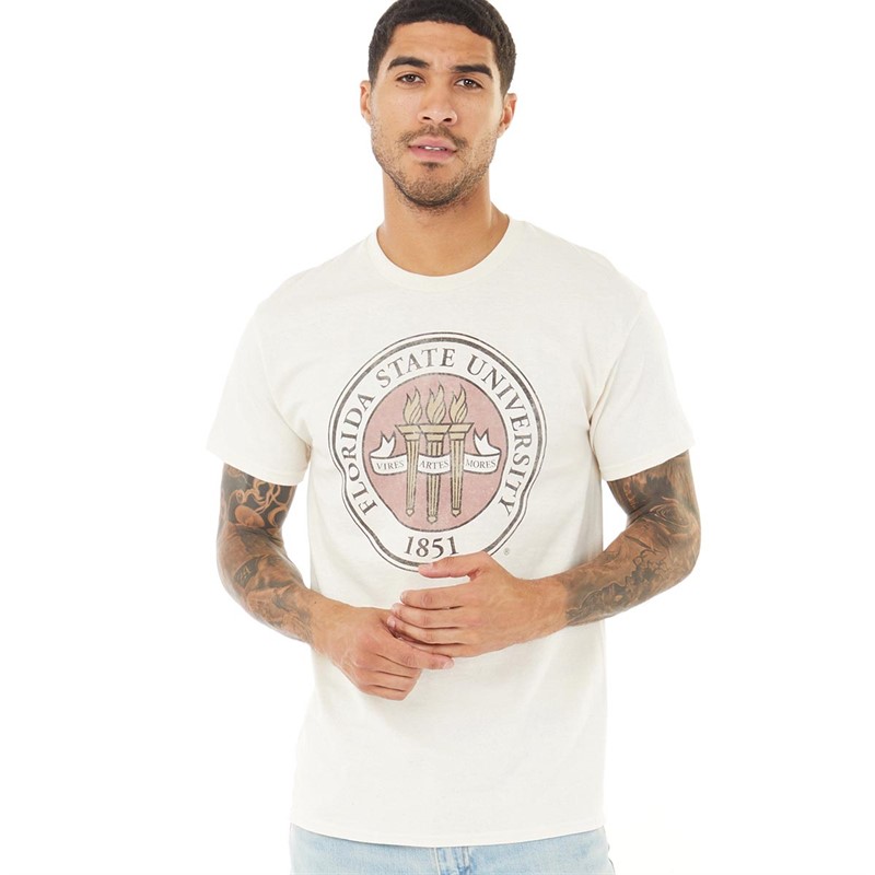 Buy Campus Lab Mens Florida State Emblem T-Shirt Natural