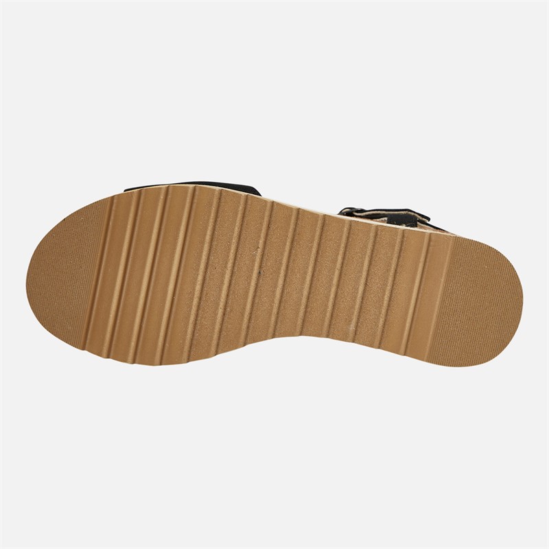 TOMS Womens Flora Ankle Strap Wedge Sandals Black