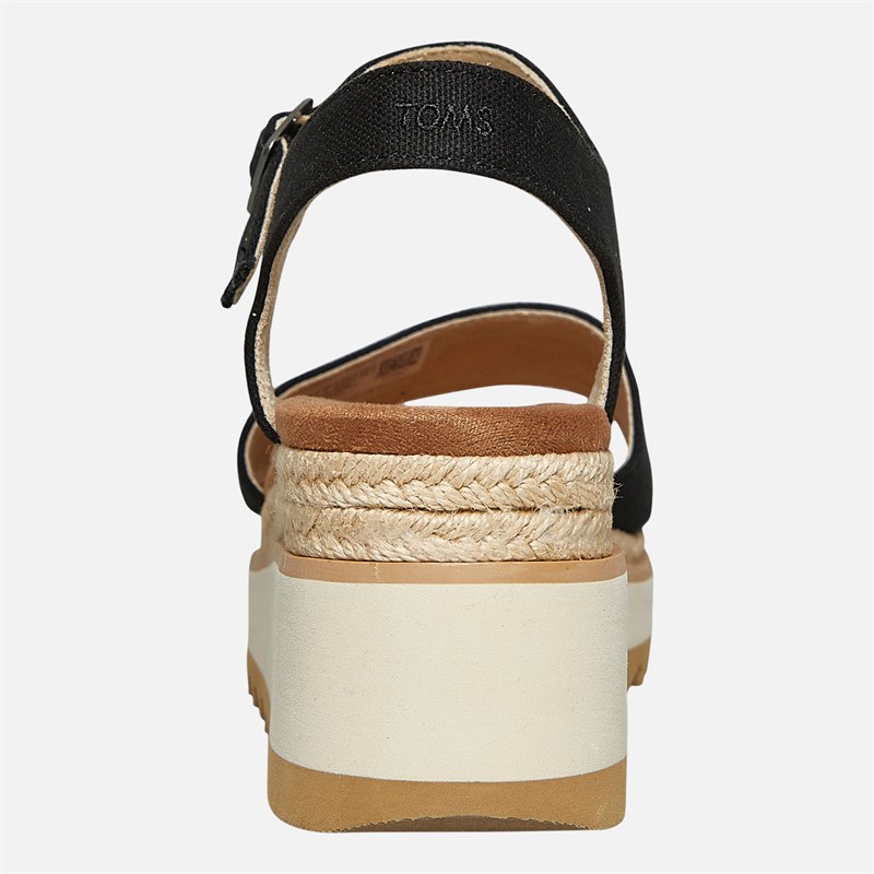 TOMS Womens Flora Ankle Strap Wedge Sandals Black