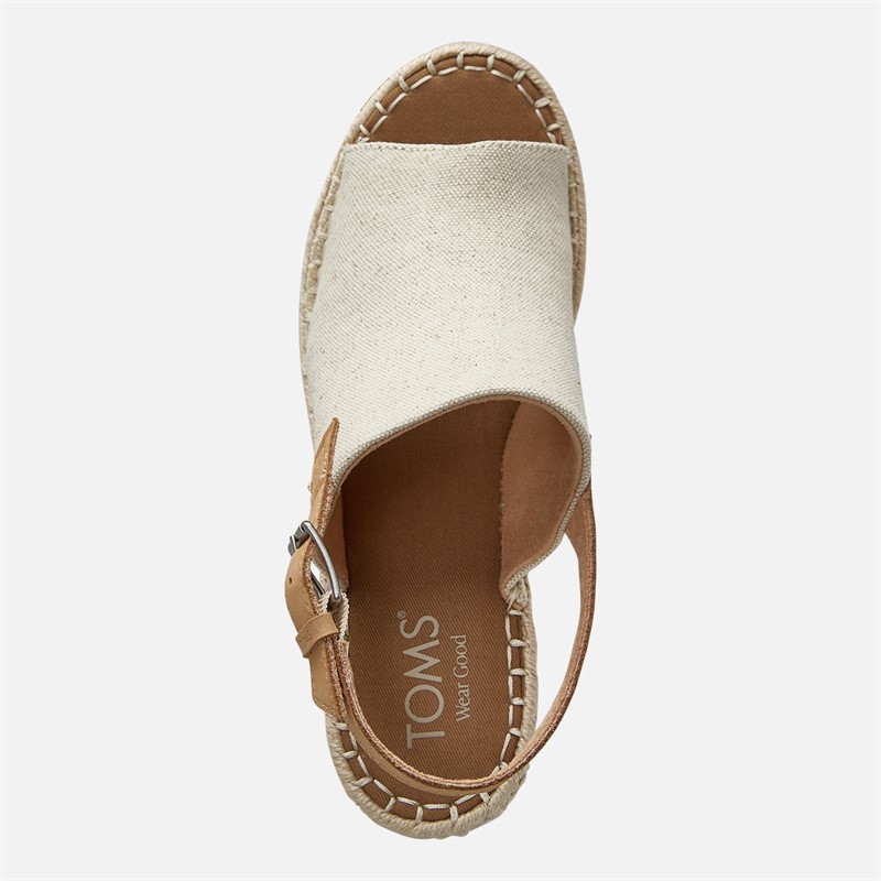 TOMS Womens Monica Ankle Strap Wedge Sandals Natural