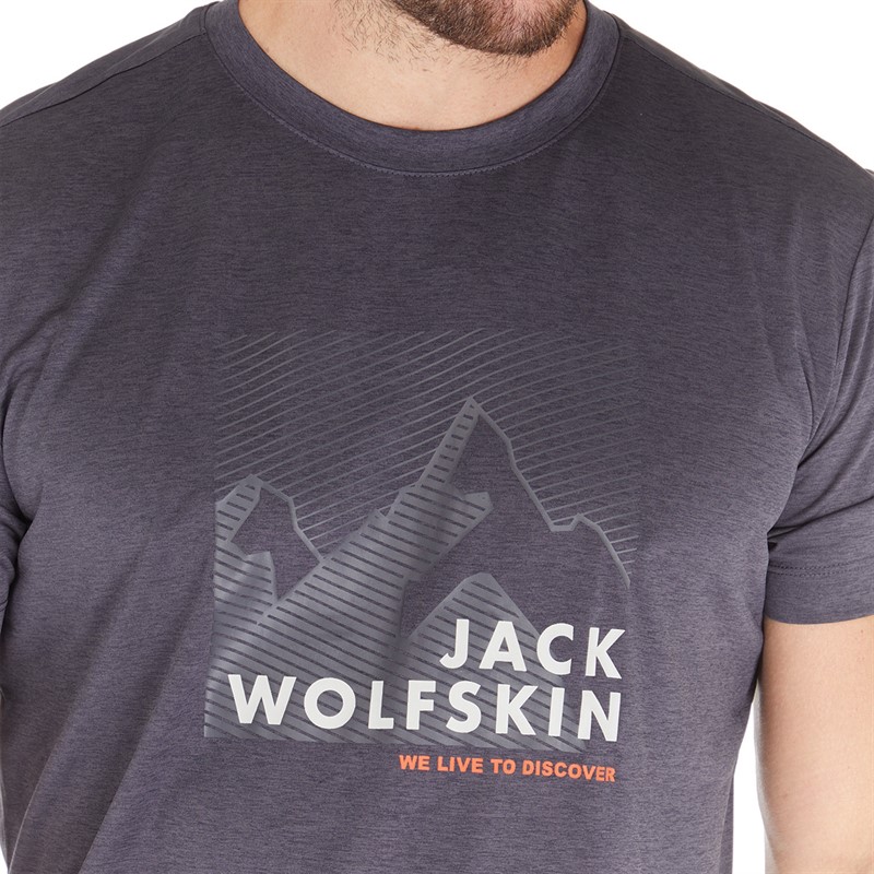 Jack Wolfskin Mens Hiking Short Sleeve Graphic T-Shirt Ebony