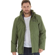 Jack Wolfskin Mens Bergland Two Layer Waterproof Insulated 3-In-1 Jacket Greenwood