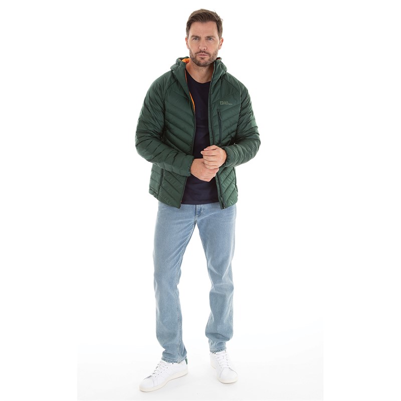 Jack Wolfskin Mens Passamani Micro Down Insulated Hooded Jacket Black Olive