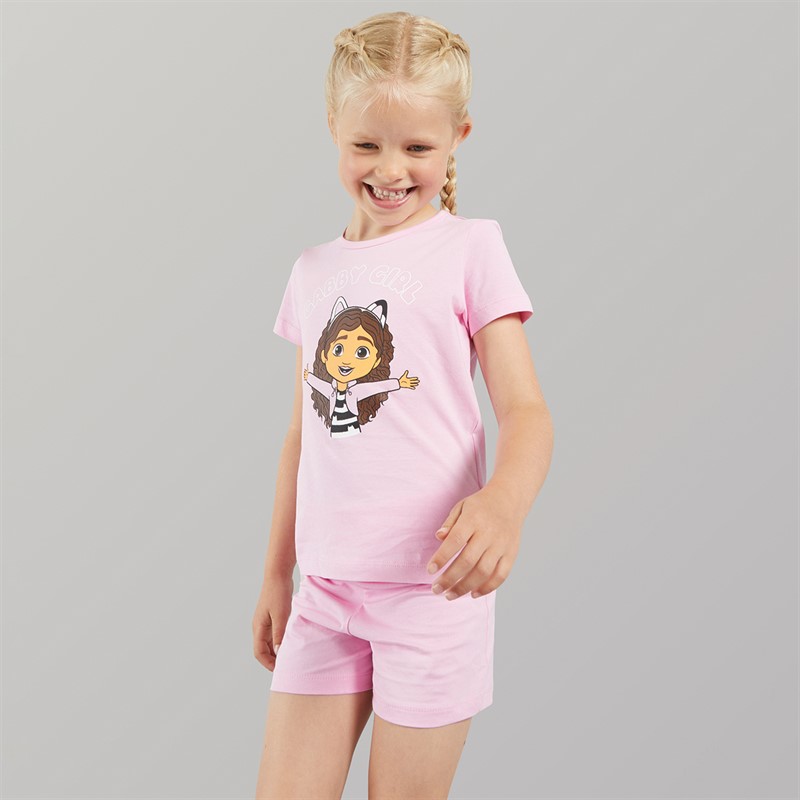 Gabby's Dollhouse Meisjes Kraka T-Shirt En Shorts Set Roze Glazuur