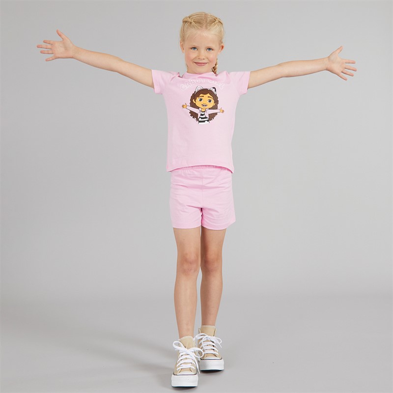 Gabby's Dollhouse Meisjes Kraka T-Shirt En Shorts Set Roze Glazuur