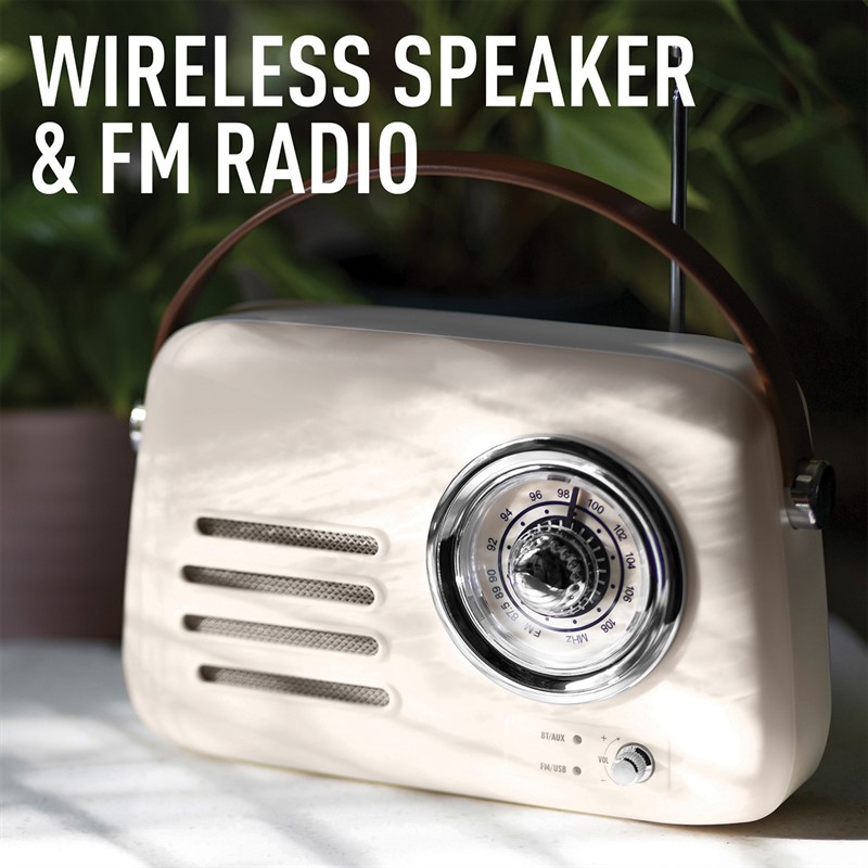 Reflex Active Wireless Retro Speaker And Radio Cream