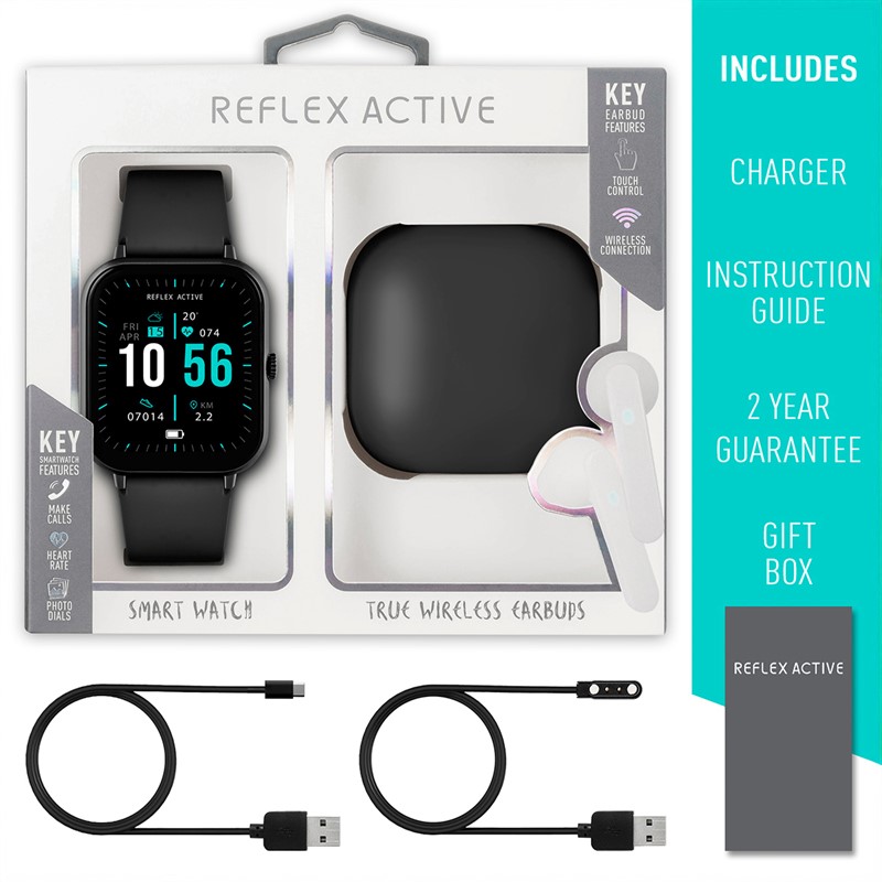 Reflex Active Womens Watch And Earbuds Set Black