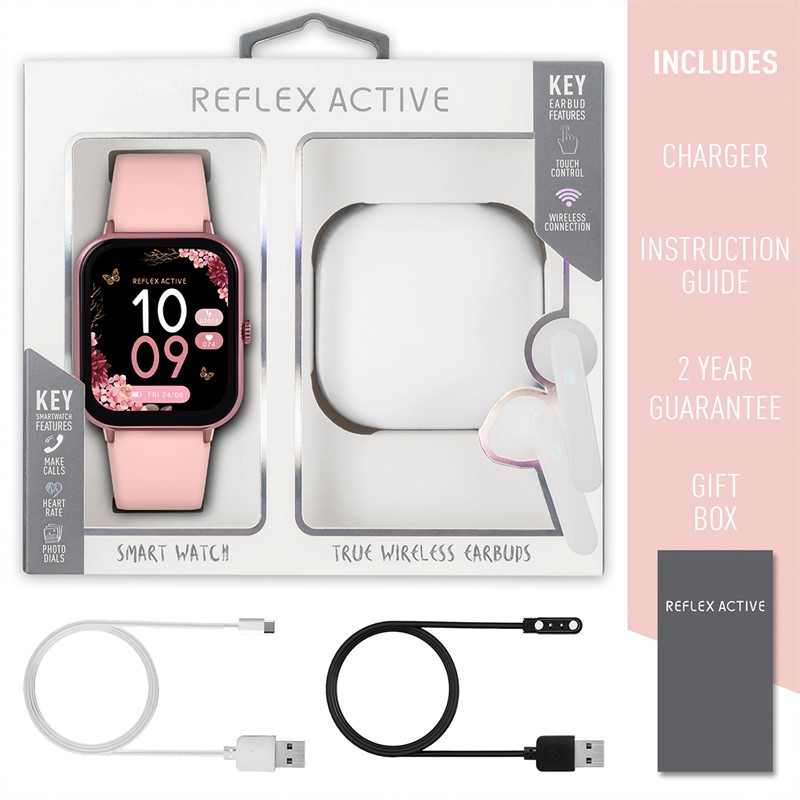 Reflex Active Womens Watch And Earbuds Set Pink