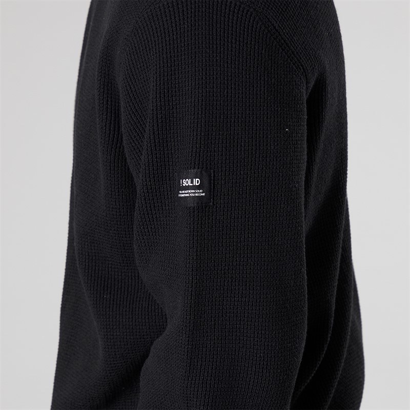 Solid Herren Strick Cardigan True Black