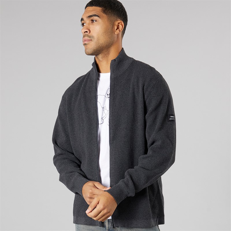 Solid Herren Strick Cardigan Dunkelgrau Marl Dar Grey M