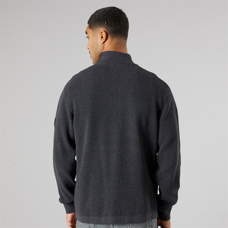 Solid Herren Strick Cardigan Dunkelgrau Marl Dar Grey M