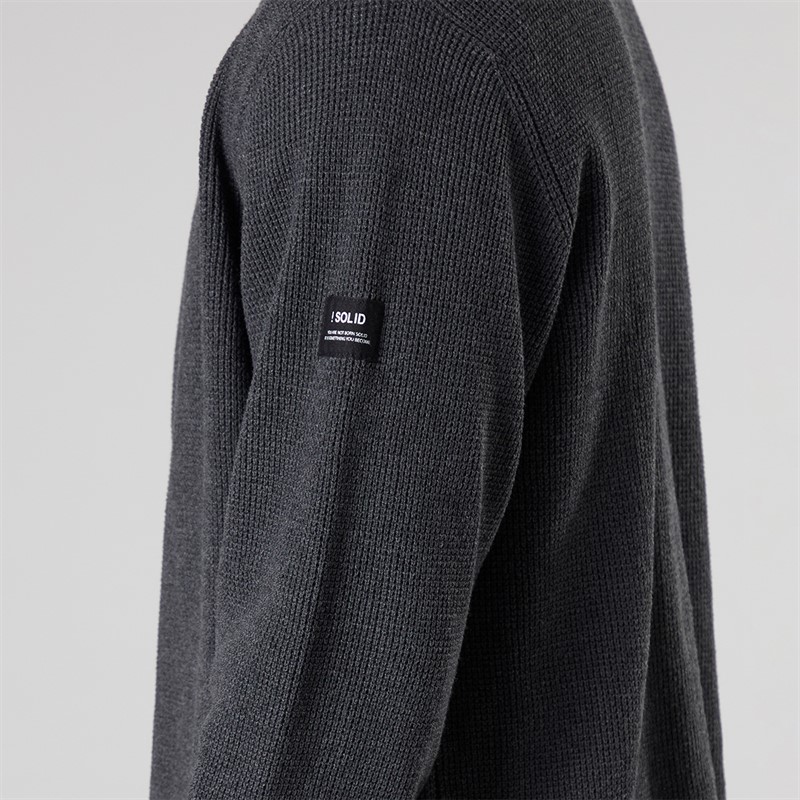 Solid Herren Strick Cardigan Dunkelgrau Marl Dar Grey M