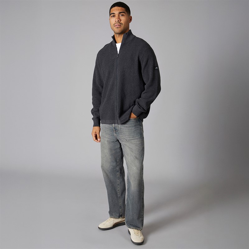 Solid Herren Strick Cardigan Dunkelgrau Marl Dar Grey M