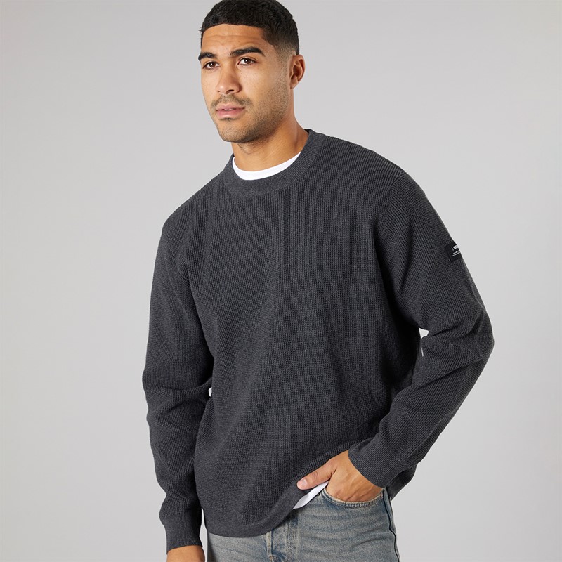 Solid Herren Strick Pullover Dunkel Grau Marl Dar Grey M