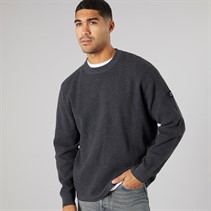 Solid Herren Strick Pullover Dunkel Grau Marl Dar Grey M