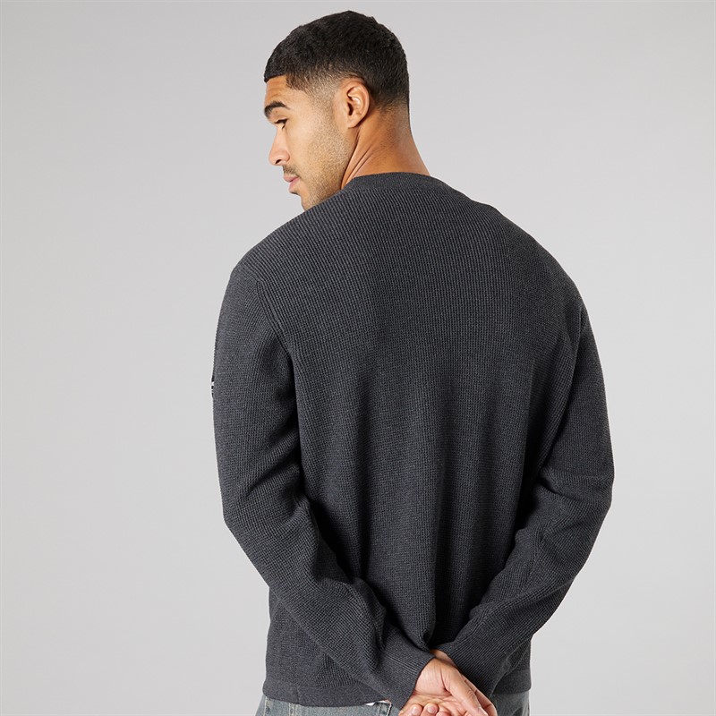 Solid Herren Strick Pullover Dunkel Grau Marl Dar Grey M