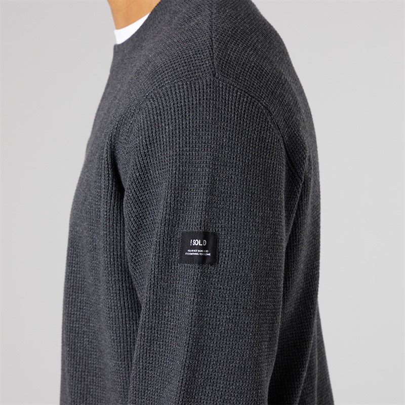 Solid Herren Strick Pullover Dunkel Grau Marl Dar Grey M