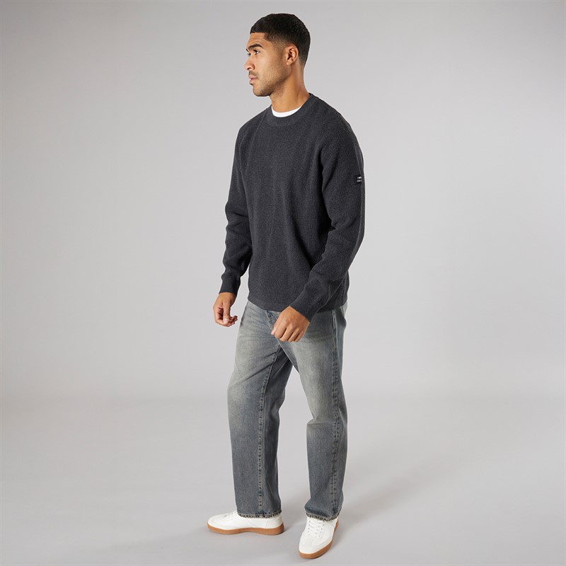 Solid Herren Strick Pullover Dunkel Grau Marl Dar Grey M